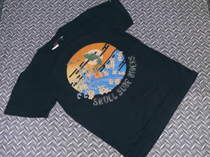 ♪CROPPED HEADS(クロップドヘッズ) スカルライダープリント◆サーファー◆半袖Tシャツ◆カラー：ブラック◆SIZE：S◆未使用