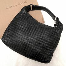 《幻の超絶美品》1円◆BOTTEGA VENETA/ボッテガヴェネタ◆ワンショルダーバッグ/肩掛け/ホーボー◆イントレチャート◆レザー◆ブラック/黒_画像2