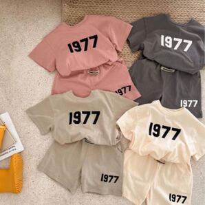 即日発送 1点限り早い者勝ちフォロワー100超えSALE 韓国子供服 120cm ベージュ 1977セットアップ