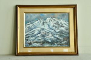 【真筆保証】A.Shiratori 雪山 風景画 油彩画 P10号 額縁 壁掛け インテリア 店舗 ディスプレイ 壁飾り