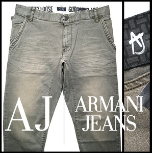 新品3.8万【アルマーニARMANI JEANS】ユーロ限定/洒脱感溢れる上品ストレッチエイジング加工デニム31/Y31 ANTIFIT-LOW CROTCH /83-86cm