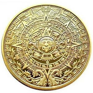 【お買い得品】 マヤ文明 アステカカレンダー コイン 直径40ｍｍ （ゴールド1色）