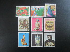  panama ma stamp 1968 year Mexico summer Olympic memory 1~30C: Mexico. art work, picture, old fee. sculpture etc. 9 kind .pli cancel 