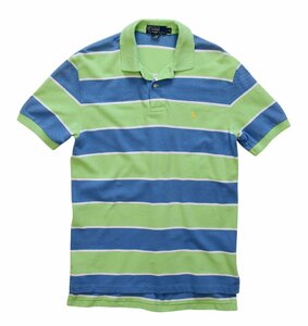 【ラルフローレン】【POLO ralph lauren】黄緑ｘ水色ｘ白【ボーダー】【ポロシャツ】【サイズＭ】BG1505-4-40