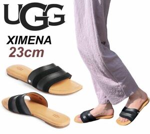 ☆新品正規品☆UGG XIMENA SLIDE SANDAL アグ サンダル 1128644 シメナ スライド レディース ブラック ブラックレザー JP23.0cm