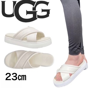 ☆新品箱付き☆UGG ZAYNE CROSSBAND アグ クロスバンド サンダル 1128635 ゼイン レザー レディース ホワイト JP23.0cm