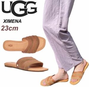 * new goods regular goods *UGG XIMENA SLIDE SANDAL UGG sandals 1128644simena sliding lady's Brown chess nuts leather JP23.0cm