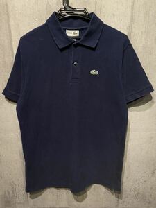 希少 80〜90s LACOSTE ラコステポロシャツ フランス製 紺色 ネイビー size 4