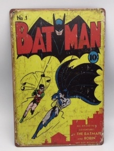  free shipping Batman comics no. 1 volume made of metal metal autograph plate BATMAN DC comics American Comics signboard tin plate antique garage 