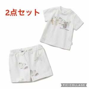 【BABY】CATワンポイントＴシャツ　CATモチーフショートパンツ ジェラートピケ 半袖Tシャツ 上下セット ショートパンツ