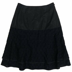 極美品 TO BE CHIC トゥービーシック アイレットレース切替 スカート 38 黒 ブラック レディース 女性用 国内正規品