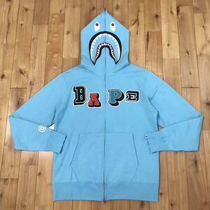 ★XL★ BAPE logo multi fonts シャーク パーカー blue shark full zip hoodie a bathing ape エイプ ベイプ アベイシングエイプ m220