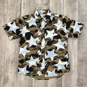 BAPE STA 1st camo green 半袖シャツ Mサイズ a bathing ape エイプ ベイプ アベイシングエイプ スター BAPE star 迷彩 fj12