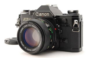 【美品】Canon AE-1 Black SLR Film Camera + New FD NFD 50mm f/1.4 キヤノン A830@w2