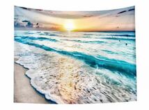 海辺（陽）タペストリー 95×73cm ポリエステル素材　壁掛け　インテリア　背景　夕陽　日の出_画像1