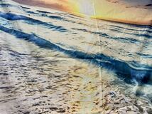 海辺（陽）タペストリー 95×73cm ポリエステル素材　壁掛け　インテリア　背景　夕陽　日の出_画像3
