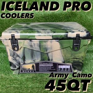 旧型 クリアランスセール アイスランドクーラーボックス 45QT アーミーカモ ICELANDCOOLER 新品 ハードクーラー