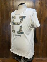 K403 メンズ Tシャツ HOLLYWOOD MADE N°9 ハリウッドメイド 半袖 ホワイト 白 プリント / M 全国一律送料370円_画像1