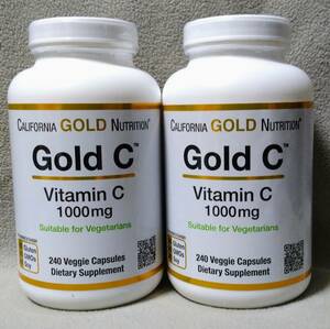 ■送料無料■2個組 ビタミンC 1000mg 240カプセル California Gold Nutrition Gold C カリフォルニアゴールドニュートリション