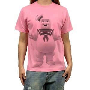 新品 ビッグ プリント ゴーストバスターズ マシュマロマン 映画キャラクター ピンク Tシャツ S M L XL オーバー サイズ XXL ロンT パーカー