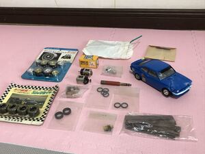 送料無料 1/24 スロットカー パーツセット モーター タイヤホイール ジャンク 当時物 アトラス 三洋交易商事 ATLAS MODEL マブチ SLOT CAR