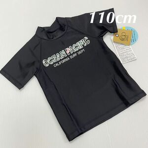  new goods 18172 Ocean pacific 110cm black black botanikaru pattern short sleeves Rush Guard swimsuit UV cut Kids Rush Guard sea pool 