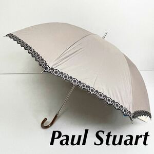  new goods 51691 paul (pole) Stuart Paul Stuart* gray ju flower embroidery large size . rain combined use parasol umbrella shade 99%.. proportion 99% and more .. long umbrella 