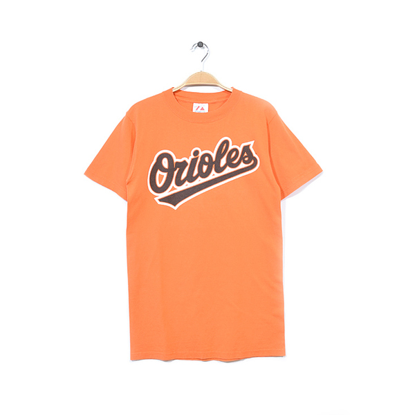 【送料無料】 MLB ボルチモア オリオールズ ロゴプリント Tシャツ メンズS オレンジ色 ORIOLES メジャーリーグ 古着 BB0604