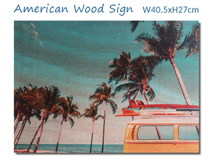 uten art Picture S ( yellow Wagon ) ornament cocos nucifera. tree surfing photograph wooden sea Hawaiian west coastal area manner interior american miscellaneous goods 