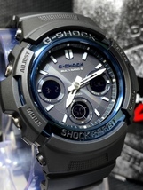 新品 Casio カシオ G-SHOCK ジーショック 正規品 腕時計アナデジ 電波ソーラー腕時計 20気圧防水 ワールドタイム マルチバンド６ ブルー_画像4