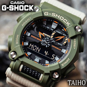 新品 カシオ Casio ジーショック G-SHOCK 腕時計 20気圧防水 ワールドタイム ストップウオッチ 樹脂バンド アナデジ メンズ カーキ 緑