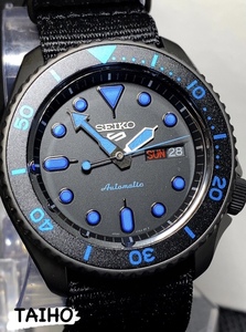 NEWデザイン 新品 SEIKO セイコー5スポーツ 正規品 腕時計 自動巻き メカニカルウォッチ ナイロンベルト ブルー×ブラック パワーリザーブ