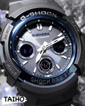 新品 Casio カシオ G-SHOCK ジーショック 正規品 腕時計アナデジ 電波ソーラー腕時計 20気圧防水 ワールドタイム マルチバンド６ ブルー_画像2