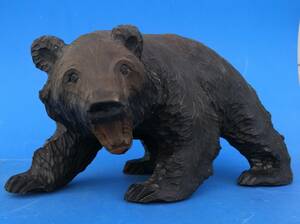 ６０年前に彫られた 木彫熊 空知武刀 置物 横約35cm 高さ約22cm