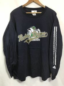 ■ adidas アディダス ノートルダム ファイティング アイリッシュ ロゴイラスト 長袖 Tシャツ 古着 サイズXL カレッジ NOTREDAME ■