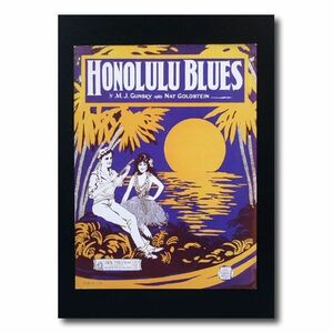 ハワイアンポスター フラガールシリーズ F-132 「HONOLULU BLUES」 サイズ：28.5×21.5cm アメリカ雑貨