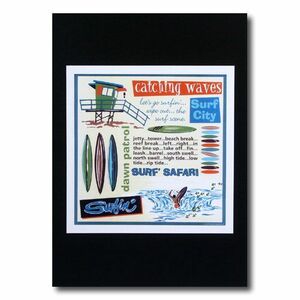 ハワイアンポスター サーフィンシリーズ N-39 「SURF SAFARI」 サイズ：22×22cm アメリカ雑貨 アメリカン雑貨