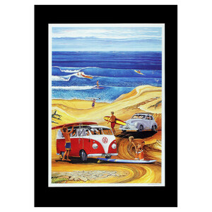  poster Hawaiian poster surfing & car car series J-4 VW bus ( red ) art size : height 29.1× width 20.