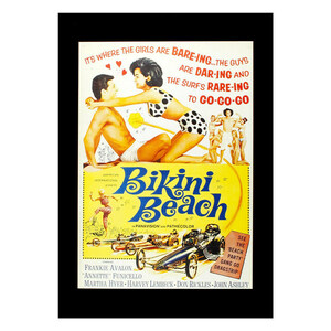 ハワイアンポスター ムービーシリーズ Bikini Beach アートサイズ：縦20.7×横28cm（コード無し）