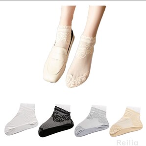 フットカバー レースフットカバー レースソックス 深履き 4足セット おしゃれ