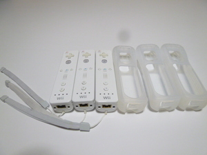 RSJ069《即日発送 送料無料 動作確認済》Wii リモコン　ストラップ　ジャケット　カバー　白　3個セット 任天堂 純正 RVL-003 コントローラ