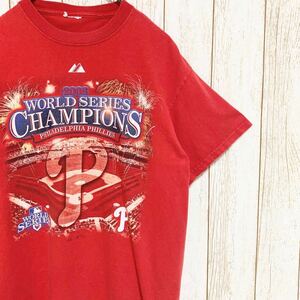 Majestic マジェスティック MLB Philadelphia Phillies フィラデルフィア・フィリーズ Tシャツ M メジャーリーグ USA古着 アメリカ古着