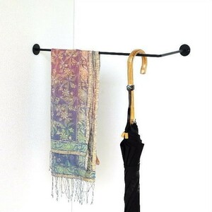  hanger iron ornament bar corner umbrella .. simple stylish slim towel hanger towel .. iron rail corner L character bar 