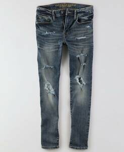 セール！！ラスト！◇◆AE/アメリカンイーグル/ AEO 360 Extreme Flex Super Skinny Jeans / W34×L32 / M.Destroy /