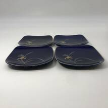 香蘭社 銘々皿 4枚セット　プレート　瑠璃 金縁　小皿　食器　陶磁器　A21-7_画像2