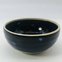 黒飯碗　茶碗 抹茶茶碗　「洋月」　和食器 茶道具 伝統工芸 陶磁器　レトロ 茶器 食器　B5_画像1