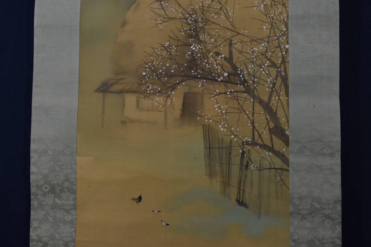 [Authentic] Moritsuki Castle/Takarazato Spring/Plum Blossom Landscape/Hanging Scroll ☆Treasure Ship☆AA-5, Painting, Japanese painting, Landscape, Wind and moon
