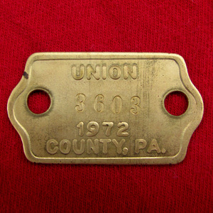 Vintage 1972 Union Country PA. Dog License Tag Pennsylvania USA brass アメリカ雑貨 アメリカ製 ビンテージ 古着 アンティーク