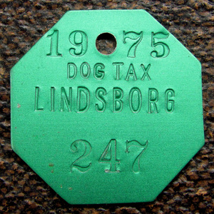 【ドッグタグ】1975年 Linsborg KS アルミ ビンテージ アンティーク 骨董 犬 キーホルダー ネックレス等に 2