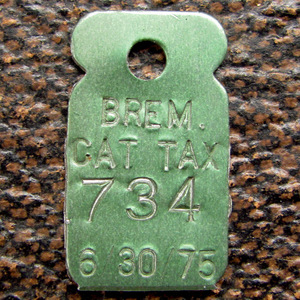 【キャットタグ】1975年 Cat Tag Brem ビンテージ アンティーク 骨董 猫 キーホルダー ドッグタグ ネックレス等に 